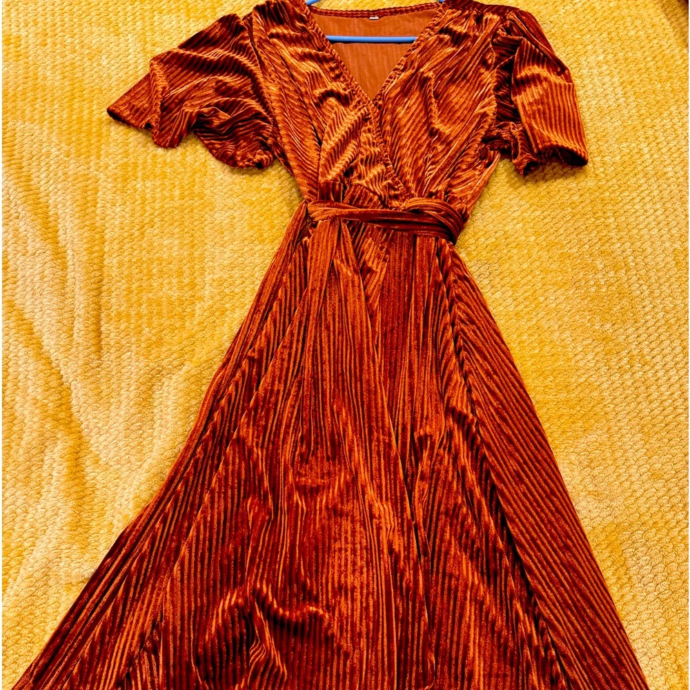 Velvet Fall  Thanksgiving Wrap Dress